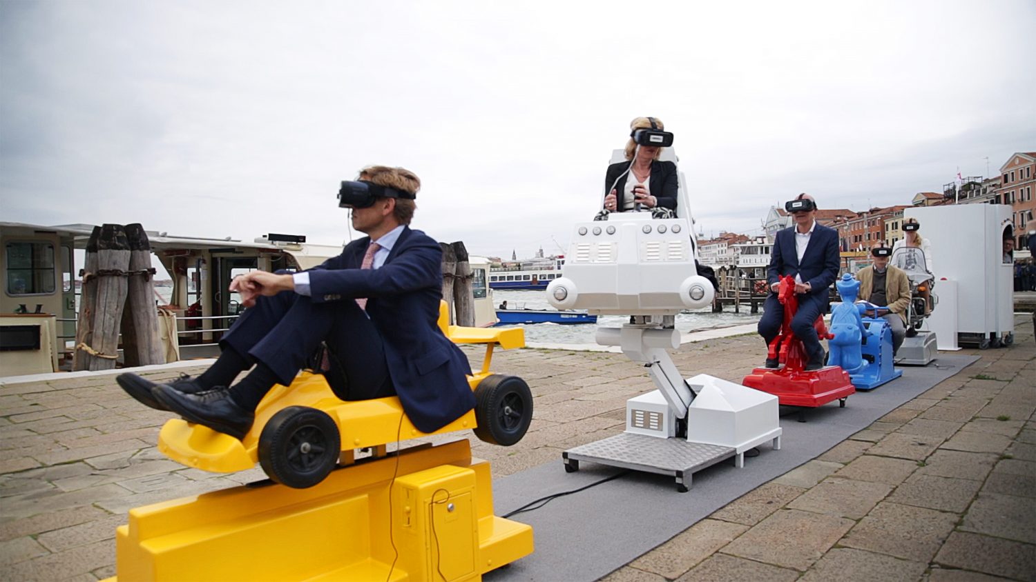 Minister van Education, Culture and Science Jet Bussemaker during the presentation of 'The Fair Grounds 1.' at the Venice Biennale, 2017